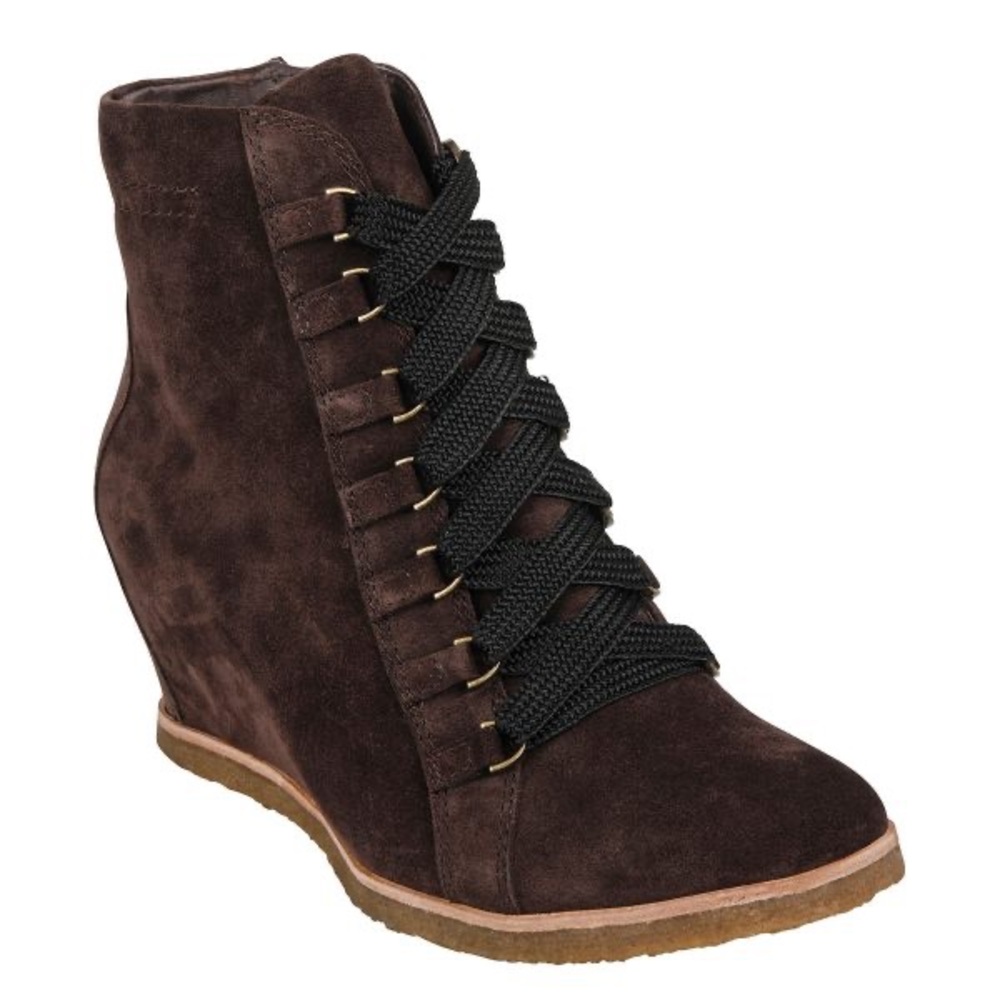 Earth Kalmar Women's Charcoal Suede Wedge Ankle Boots Size 9‎ NWB